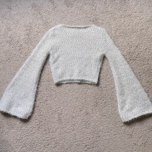 Revolve endless rose knit crop sweater small off white nwt